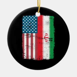 Décoration En Céramique Drapeau irano-américain - RACINES IRANIENNES