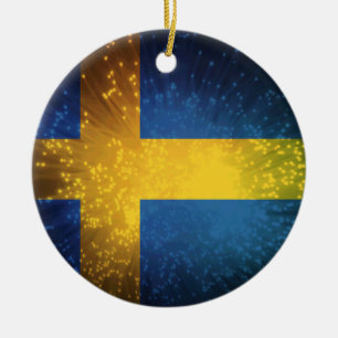 Décoration En Céramique Drapeau Sverige ; Suède