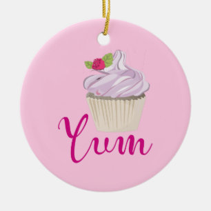 Décoration En Céramique Dreamy Cupcake rose avec Yum framboise!