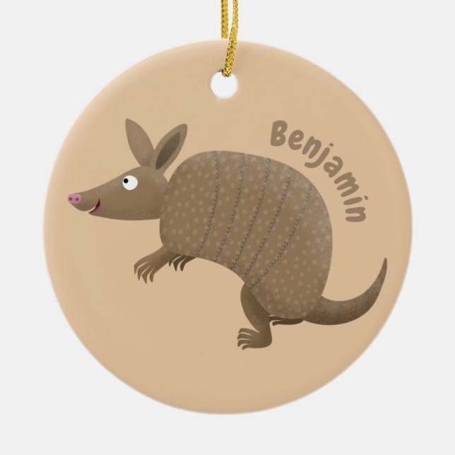 Décoration En Céramique Drôle armadillo joyeux dessin animé (Devant)
