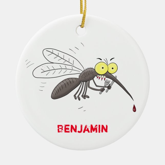 Décoration En Céramique Drôle dessin d'insecte moustique (Devant)