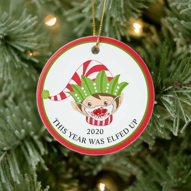 Décoration En Céramique Drôle Noël Masque visage Elf 2020 (Arbre)
