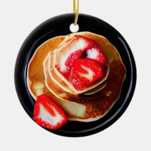 Décoration En Céramique Drôle Pancakes Fraise Pun Noël