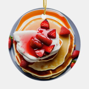 Décoration En Céramique Drôle Pancakes Fraise Pun Noël