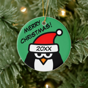 Décoration En Céramique Drôle Père Noël manchot dessin animé sur mesure No