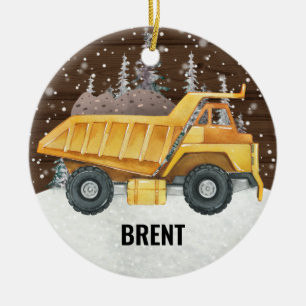 Décoration En Céramique Dump Truck Construction Vehicle Christmas