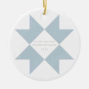 Décoration En Céramique Dusty Blue Quilt Star Mon premier Noël