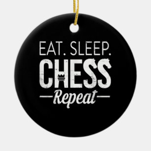 Décoration En Céramique Eat Sleep Chess Joueur Répéter Planche Jeu Garçon 