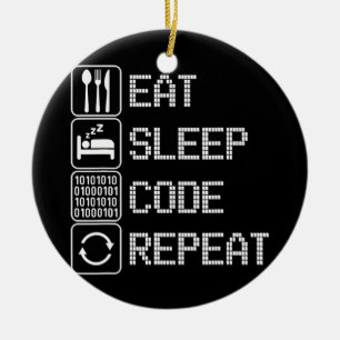 Décoration En Céramique Eat Sleep Code Répéter Coder Développeur de code o