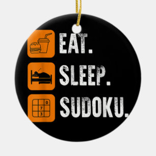 Décoration En Céramique Eat Sleep Sudoku Repeat Number Place Board Game 