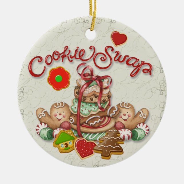 Décoration En Céramique Échange de cookies de Noël (Devant)