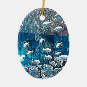 Décoration En Céramique École de poissons dans les rochers océaniques