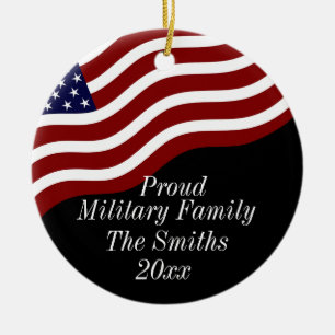 Décoration En Céramique Editable Proud Military Family American Flag