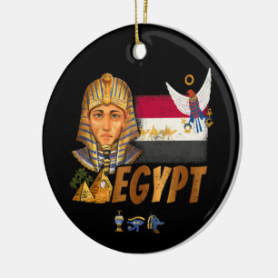 Décoration En Céramique Égypte Vintage Pharaon Drapeau Et Pyramides Souven