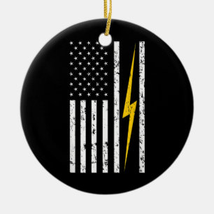 Décoration En Céramique Electricien Patriotique Américain USA Drapeau