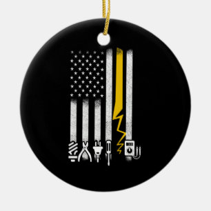 Décoration En Céramique Electricien US Drapeau Outils pour Electriciens