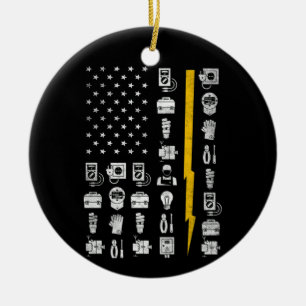 Décoration En Céramique Electricien US Drapeau Outils pour Electriciens