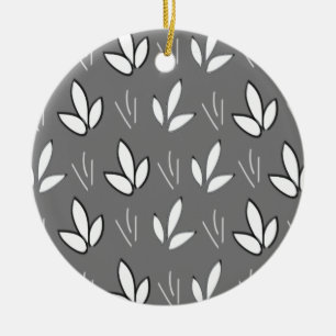 Décoration En Céramique Elégant Aquarelle Fleurs blanches Gris