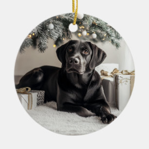 Décoration En Céramique Élégant Black Lab Noël