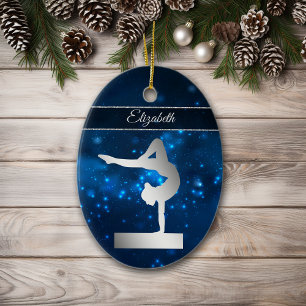 Décoration En Céramique Elégant bleu éclat Silver Balance Gymnaste