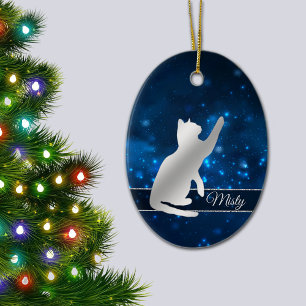 Décoration En Céramique Élégant bleu lumières Silver Silhouette Playchat