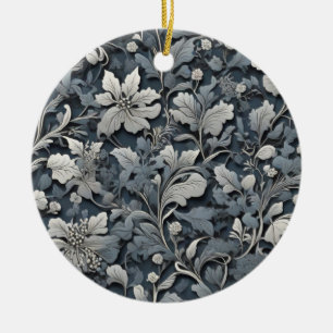Décoration En Céramique Elégant bleu poussiéreux argent blanc gris gris fl