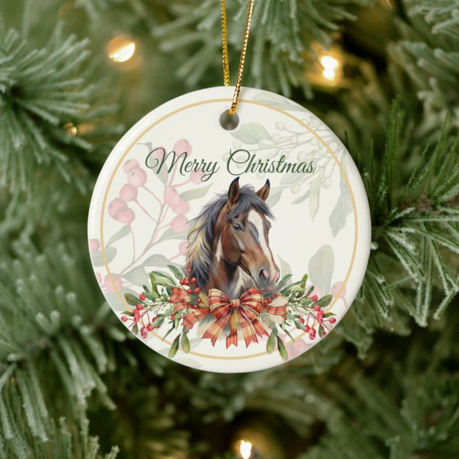 Décoration En Céramique Élégant Cheval de Noël (Arbre)