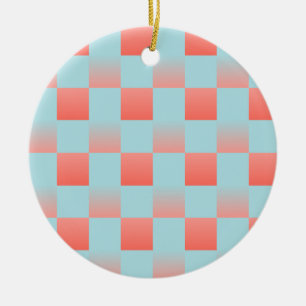 Décoration En Céramique Elégant dégradé à damiers poudre corail bleu rose
