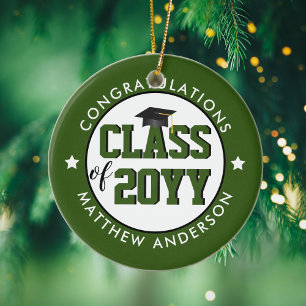 Décoration En Céramique Élégant Forest Green Class of 2024 Graduation