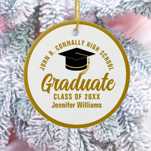 Décoration En Céramique Élégant Gold Graduation Photo Graduate Noël