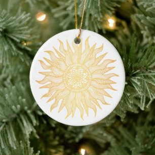 Décoration En Céramique Elégant Golden Sun Mandala