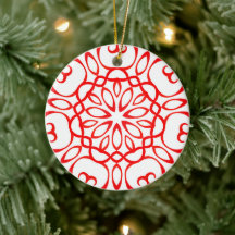 Élégant Mandala Mignonne Xmas Décoratif Blanc & Ro