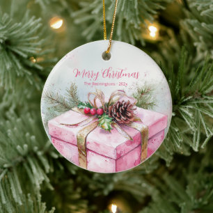 Décoration En Céramique Élégant Noël rose Vintage