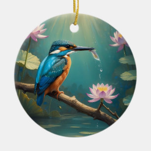Décoration En Céramique Élégant oiseau de martin-pêcheur