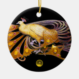 DÉCORATION EN CÉRAMIQUE ÉLÉGANT PEACOCK EN TOPAZ JAUNE