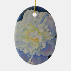 Décoration En Céramique Elégante aquarelle fleurie de pivoine blanche