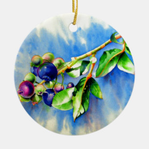 Décoration En Céramique Elégante aquarelle peinture bleuet