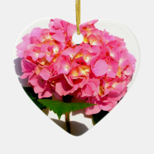 Décoration En Céramique Elégante hydrangée rose fleurie rose
