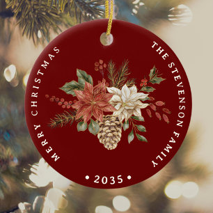 Décoration En Céramique Élégante Poinsététie de Noël Rouge foncé