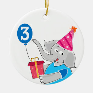 Décoration En Céramique Eléphant du 3ème anniversaire