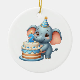 Décoration En Céramique Éléphant Mignon 2ème Anniversaire