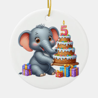 Décoration En Céramique Éléphant Mignon 5ème Anniversaire