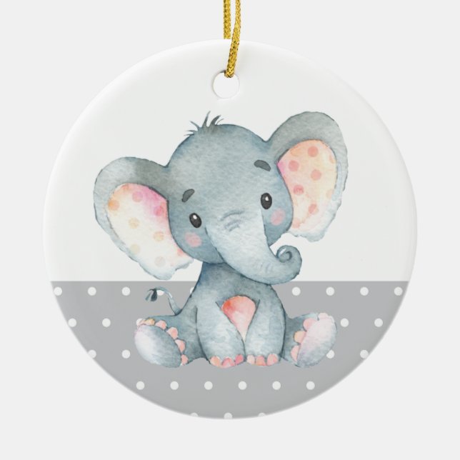Décoration En Céramique Eléphant mignon Baby shower gris (Devant)