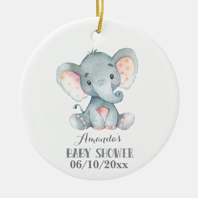 Décoration En Céramique Eléphant mignon Baby shower gris (Devant)
