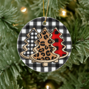 Décoration En Céramique Empreinte de léopard, Plaid Buffalo, Arbres de Noë