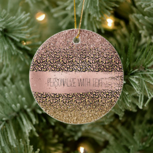 Décoration En Céramique Empreinte de léopard rose or