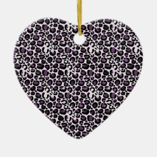 Décoration En Céramique Empreinte de léopard violet noir