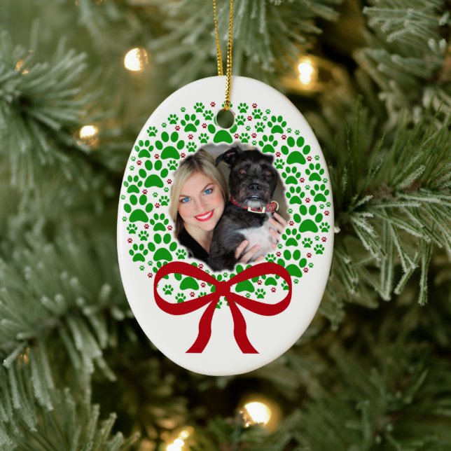 Décoration En Céramique Empreintes de pattes amusants Wreath Photo Frame N (Arbre)