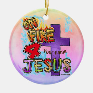 Décoration En Céramique En feu pour Jésus Croix chrétienne