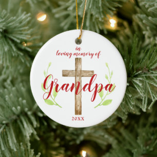 Décoration En Céramique En mémoire d'amour de grand-père Croix personnalis